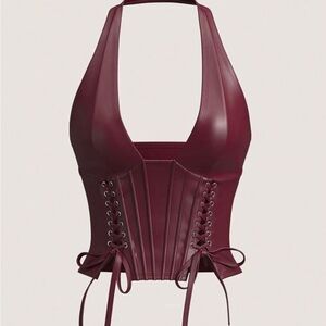 Elegant Burgundy Halter Corset Top
